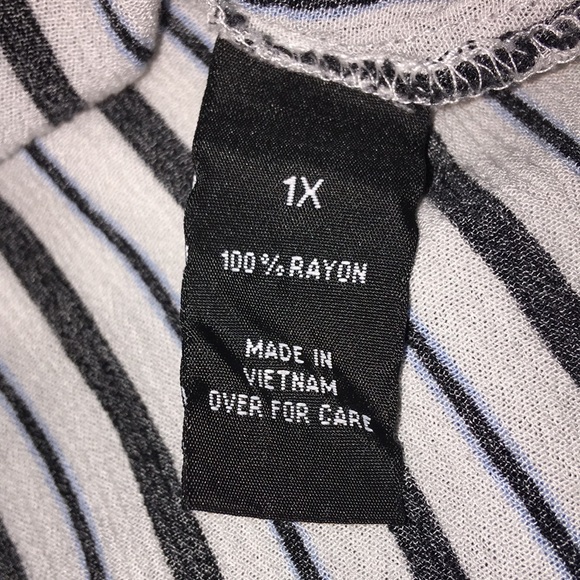 I.N. Studio Woman Boho Vertical Stripes Balloon Sleeves 3/4 1X - Picture 7 of 8